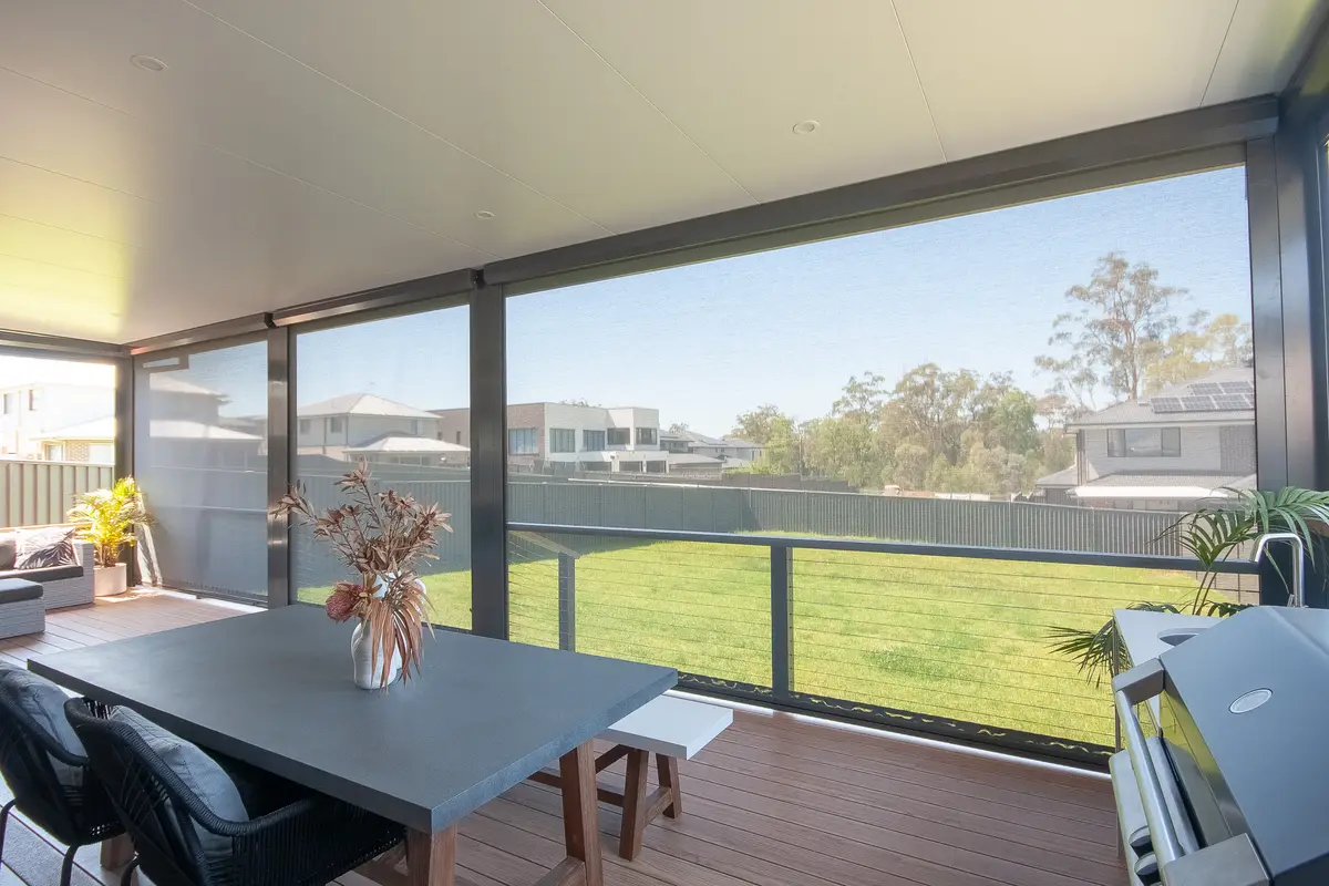 Outdoor area finished with blinds and screening