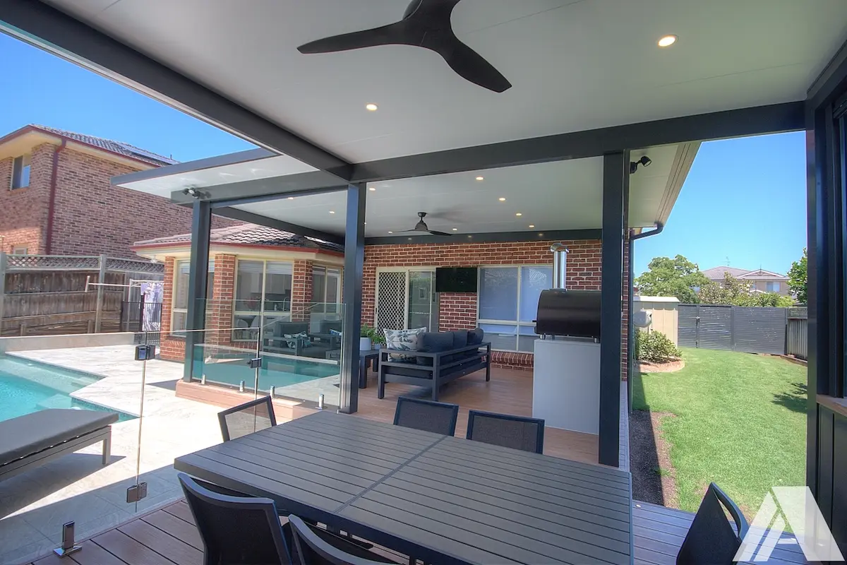 Pergola and deck beside the pool, Castle Hill