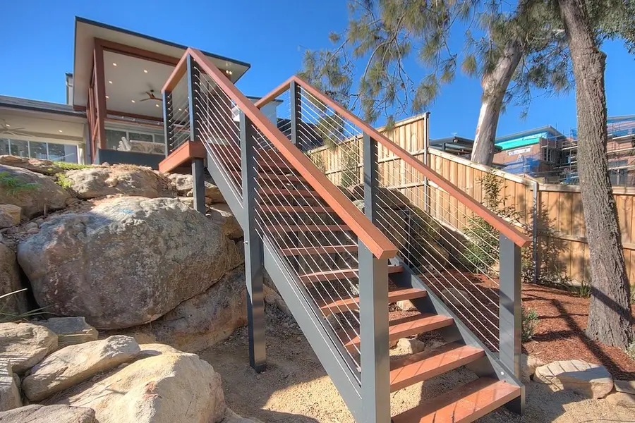 Aluminium decking and stairs to the lower yard, North Kellyville